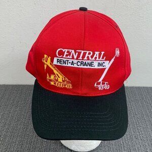 VTG Central Rent-A-Crane Snapback Hat Adjustable Red Black Safety First Graffiti